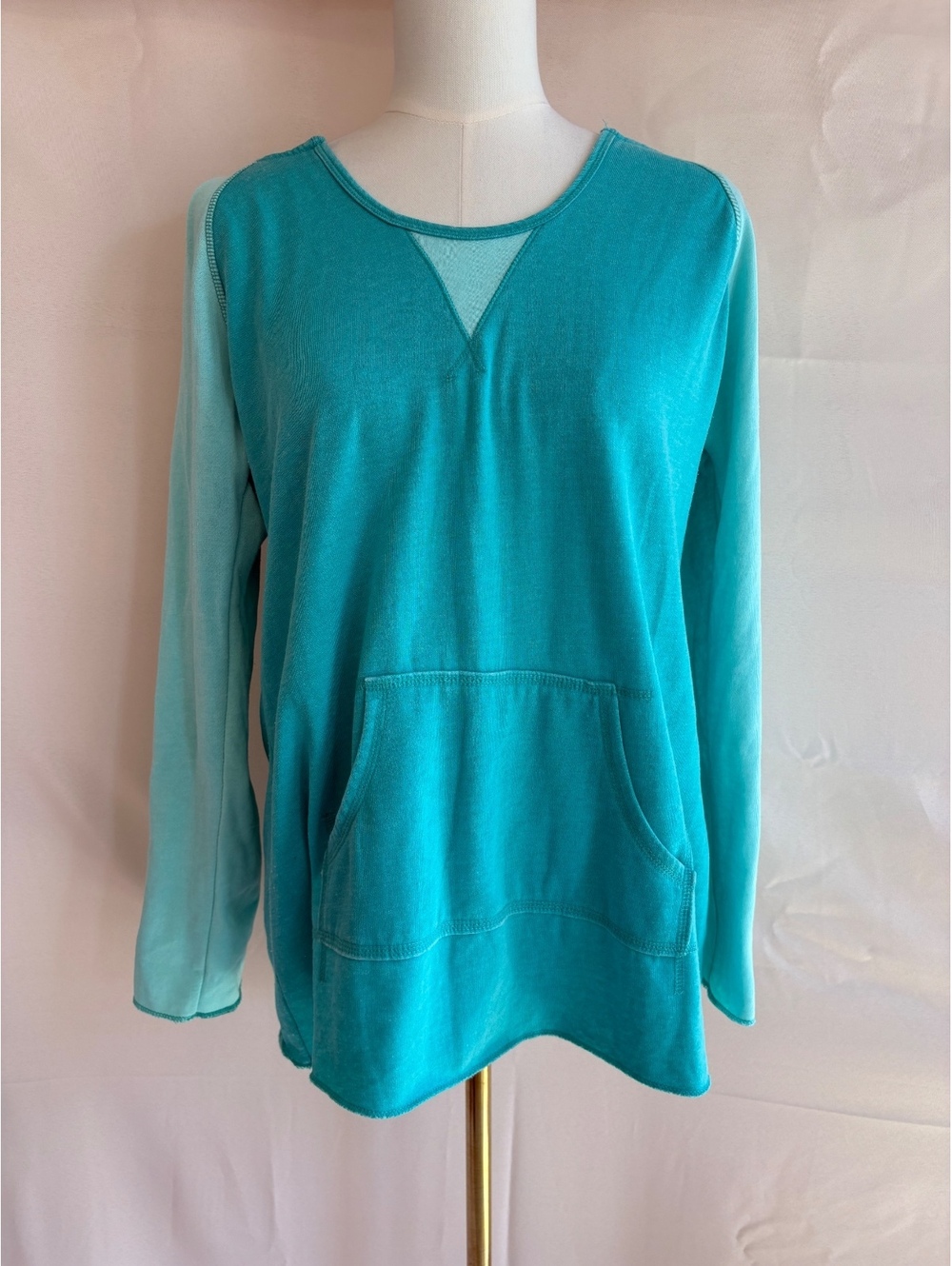 Calvin Klein Performance Women's Lightweight Two-Tone Blue Hoodie Sweatshirt, Sz